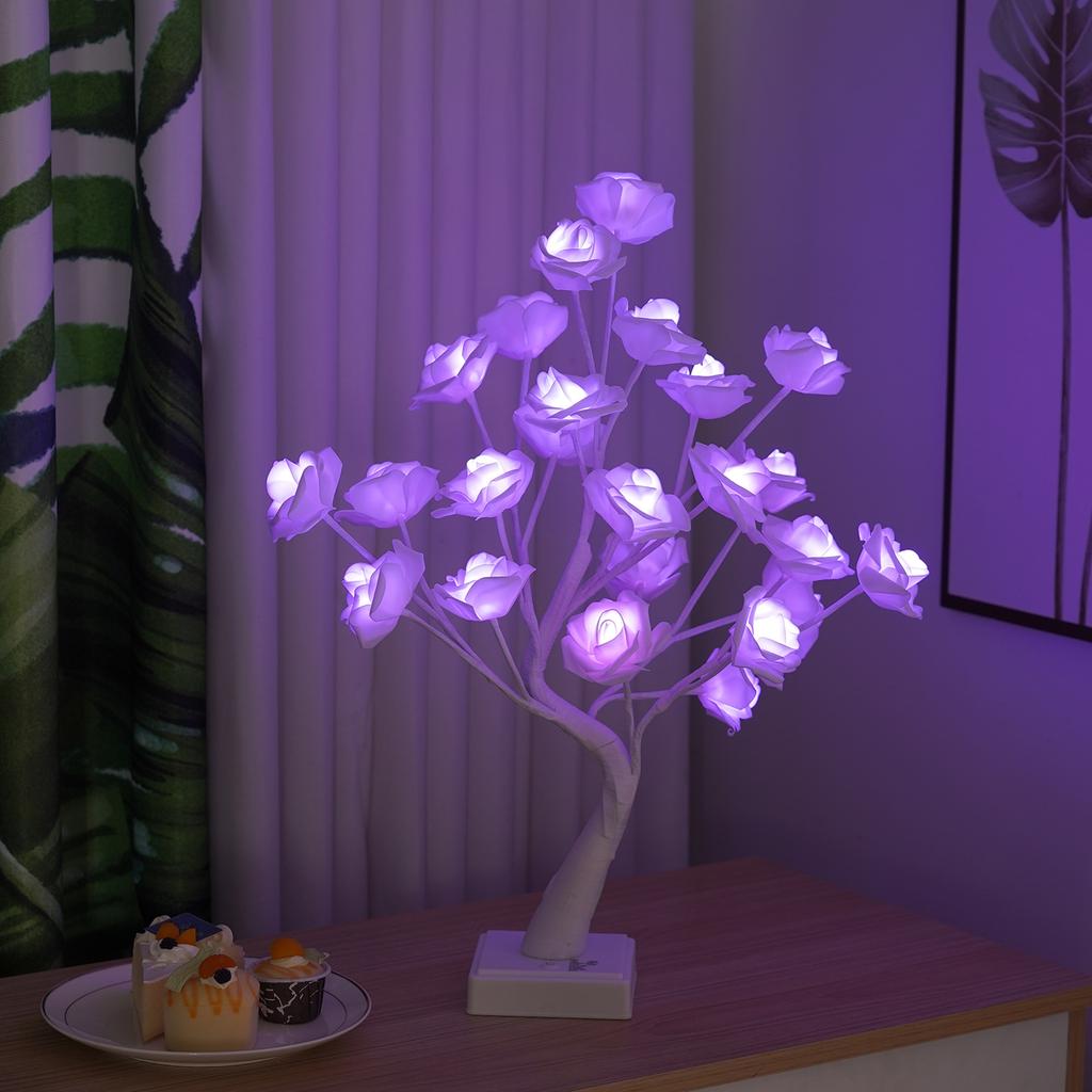 Rose Flower Tree Lights Willow Table Lamp Decor 18 Colors Changing for Home Wedding Party Christmas Bonsai Tree Night Light Gift