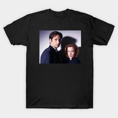 Asian Size Men Black Print T-shirt X Files No-Cut Heat Transfer Print Cotton Tshirt