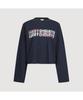 LUCKY CHOUETTE Printed Cropped Long-Sleeved T-Shirt (Dark Navy) Lftas25170Nyd