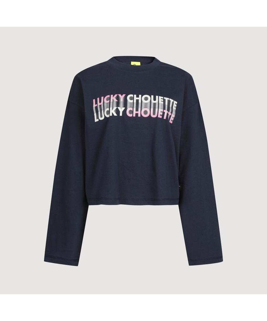 LUCKY CHOUETTE Printed Cropped Long-Sleeved T-Shirt (Dark Navy) Lftas25170Nyd