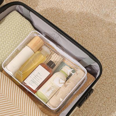 1pc Transparent Toiletry Bag Durable PVC Travel Makeup Cosmetic Organizer With Zipper Closure Travel Accessorie