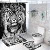 Moon Leopard Cheetah Shower Curtain Sets Bathroom Decor Set Animals Bathroom Shower Curtain And Bathroom Accessories Waterproof