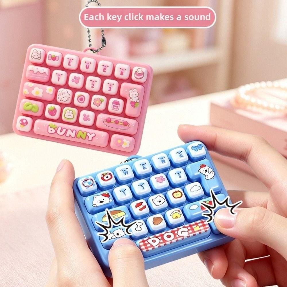 Cartoon Fingertip Button Keyring Mini Keyboard Clicker Keychain  Backpack Decor