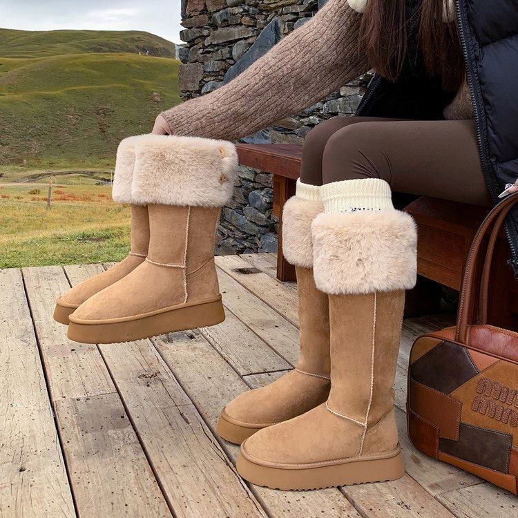 Winter snow boots warm velvet thick-soled long tube tall boots winter cotton shoes winter