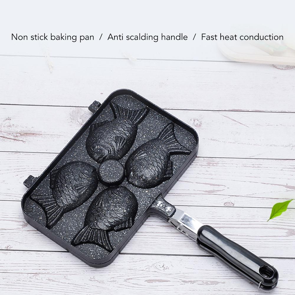 Double Sided Taiyaki Frying Pan Non Stick Taiyaki Frypan Taiyaki Fish Shape Cake Maker Breakfast