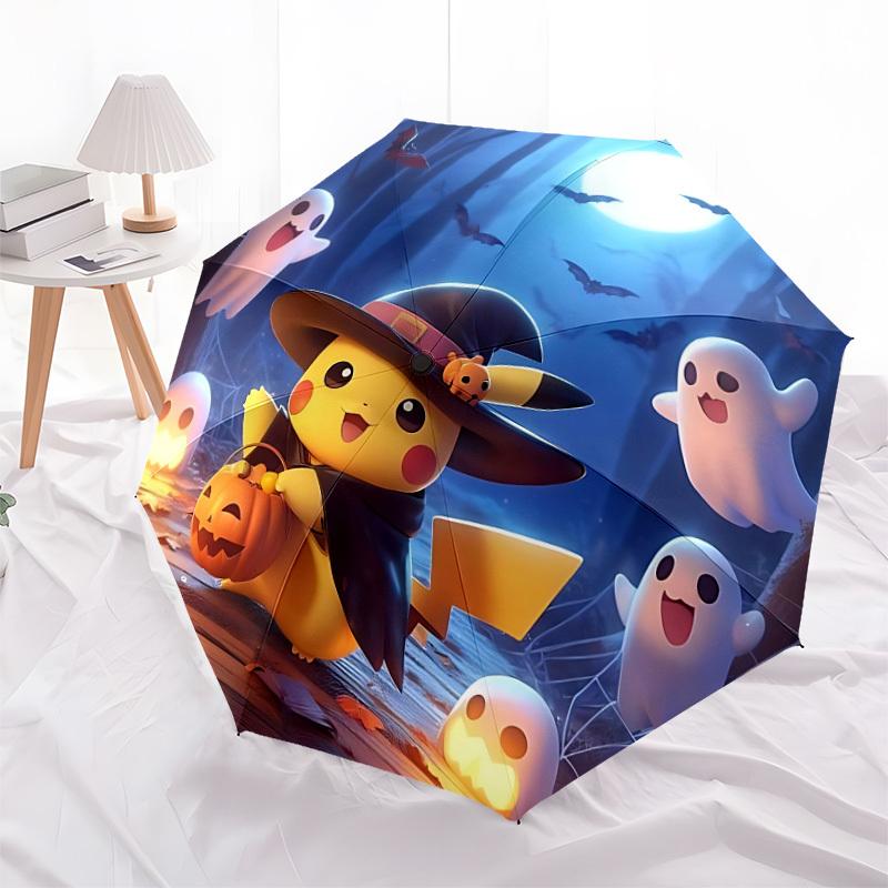 1pc Halloween Pikachu Automatic Folding Umbrella] Durable Iron Frame & Rod, Portable Folding, Makes a Great Holiday Gift Yy251016240