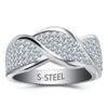 Novos Anéis de Noivado Design Aço Inoxidável Elemento de Cristal Austríaco Genuíno Anel de Folha Joias