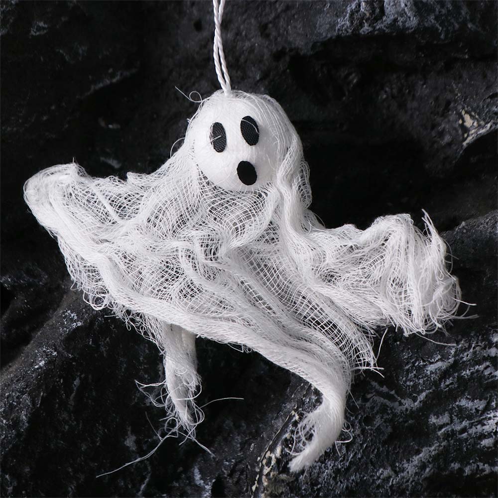 6pcs Trick or Treat White Ghost Pendant Spooky Props Ghost Hanging Ornament  Festive Party Supplies