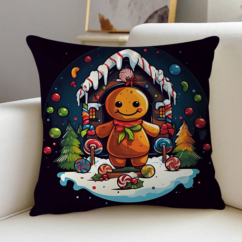 Christmas Gingerbread Man Cushion Cover 30x50 Polyester Sofa Cushions Decorative Throw Pillows Home Decoration Pillowcover