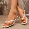Classic Slippers Woman Slides Beach Strange High Heels Shoes for Women Solid Leather Platform Pearl Summer Shoes Plus Size