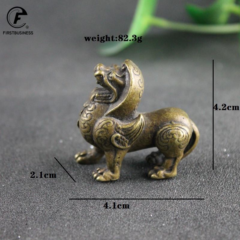 Vintage Brass Lion Miniatures Figurines Ornament Antique Pure Copper Animal Tea Pets Table Desktop Decorations Crafts Accessory