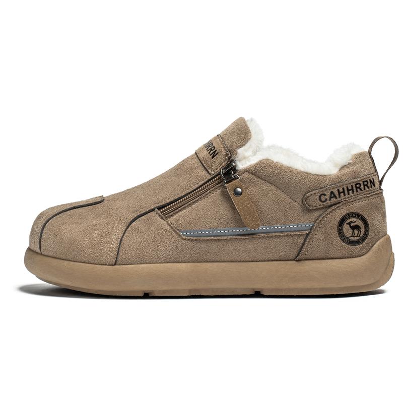 Winter New Men's Fleece-Lined Warm Cotton Shoes - Suede Leather, Outdoor Cotton Shoes, Snow Boots, Work Boots