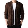 Maglione a coste con revers - Stile britannico, manica lunga per autunno e inverno