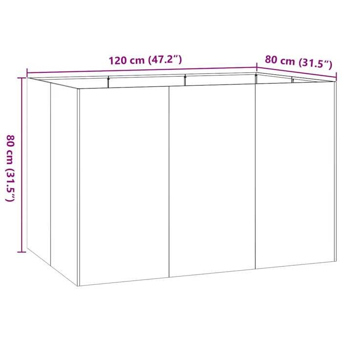 VidaXL Planter Black 120x80x80 Cm Steel, Flower Pot, Plant Stand, Raised Bed, Planter Stand, Container 860787