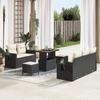 Set of 8 Pieces of Garden Sofas with Black Cushions Plastic Rattan Acacia, 3-Piece Dining Set 3361690