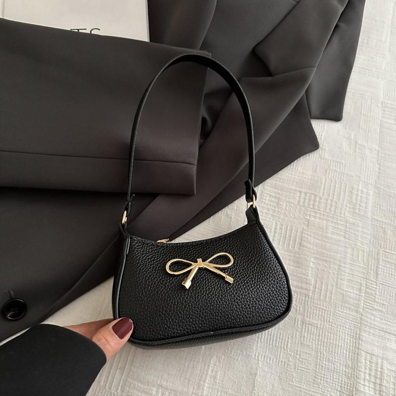 Chic Red Hobo Bag With Gold Bow Accent Adjustable Shoulder Strap Pebbled PU Leather Purse For Casual And Dressy Occasions