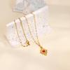 Cute Heart Pendant Necklace for Women Red Love Dijes Gold Color Collares Long Stainless Steel Chains Excellent Quality