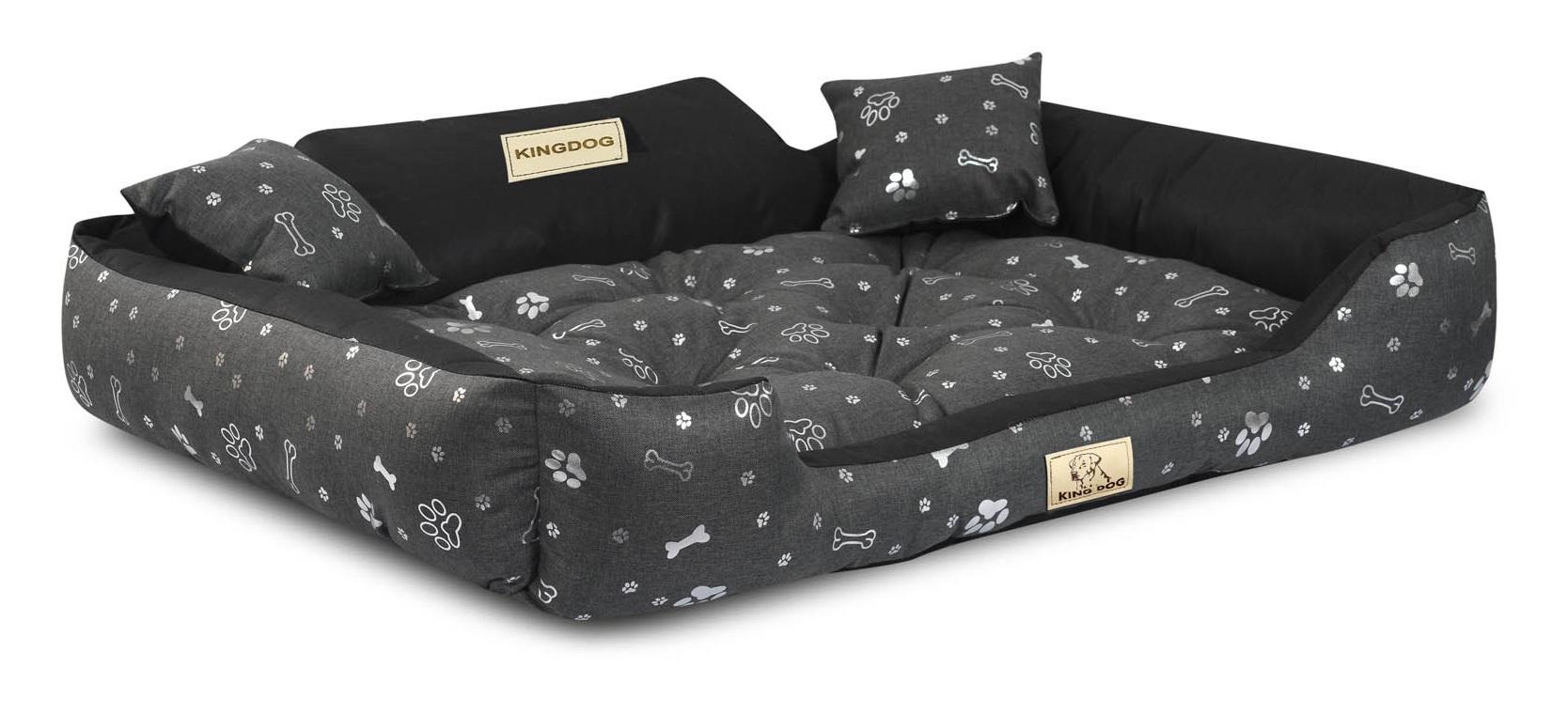 Lit pour chien KINGDOG, imperméable et résistant, ML XL, 3 coloris ! L - 100x75 cm gris argent