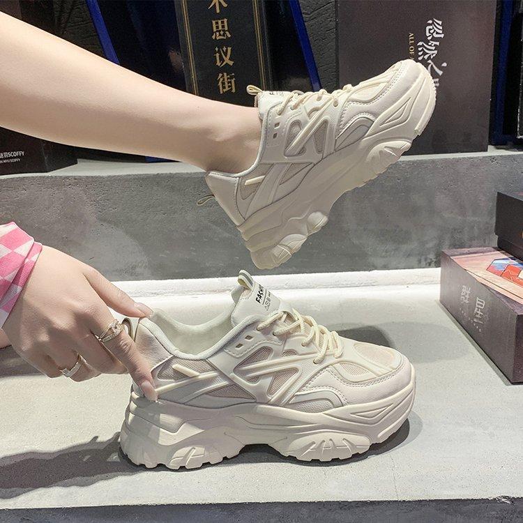 Thick Bottom Sneaker Women's Autumn New Mesh Breathable Lightweight Dad Shoes Women's Thick Bottom Women's Casual Shoes