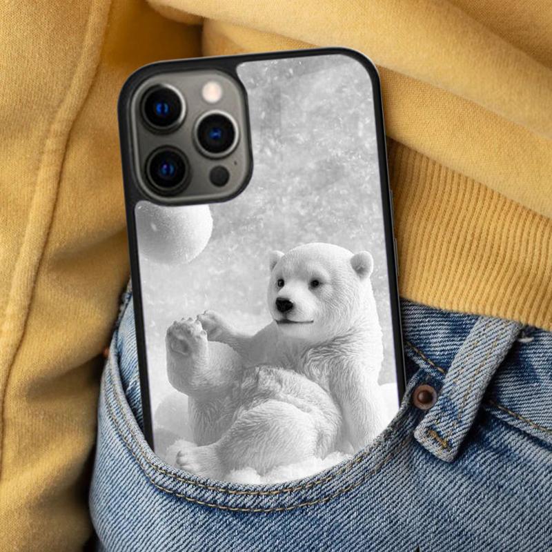 Cute animal polar bear Soft Phone Case for iPhone 17 Air 16e Pro max 15 Pro 13 14 Plus 11 12 MagSafe Magnetic Coque