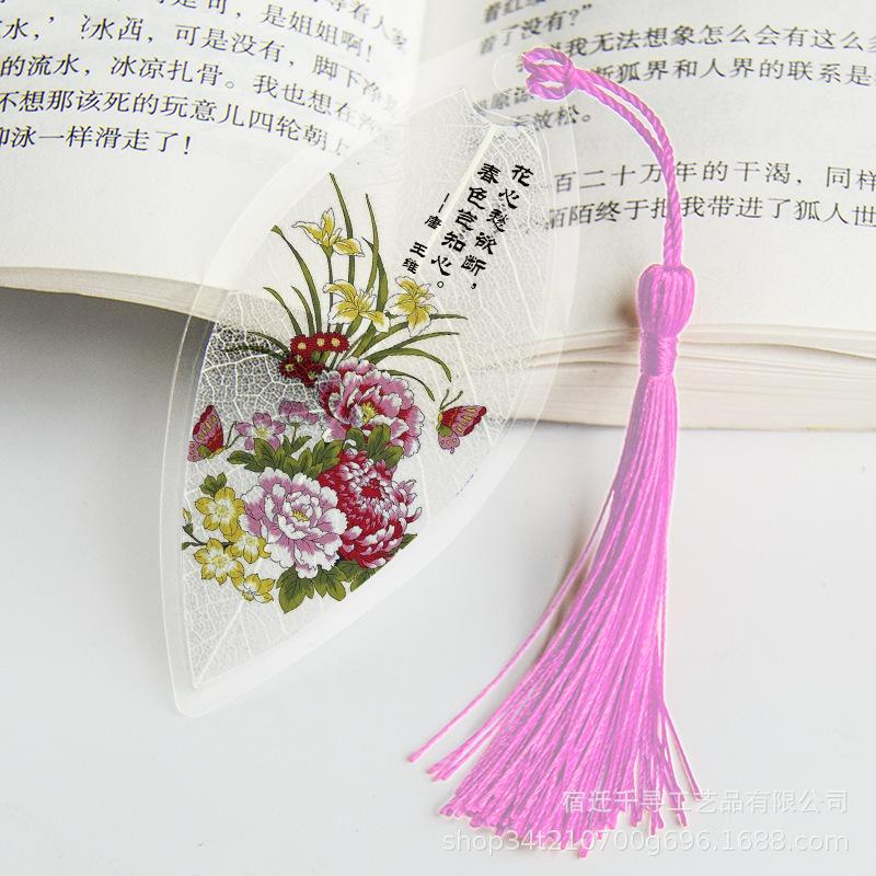 Transparent Bookmarks with Tassels Chinese Traditional Culture Plastic Bookmarks Student Teacher Stationery