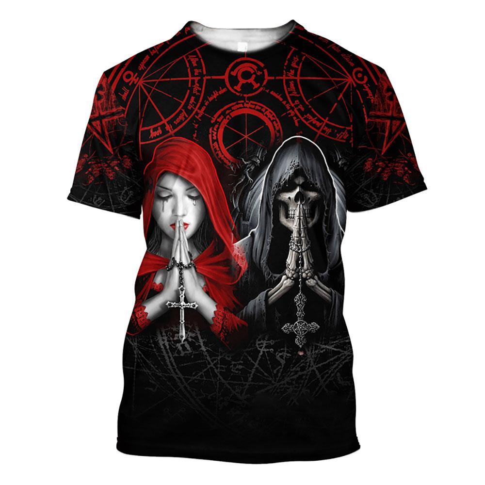 3D Skull Pattern Men's T Shirt Hip Hop Punk Harajuku Streetwear Casual O-neck Short Sleeve Funny Print Tees Fashion Loose Tops