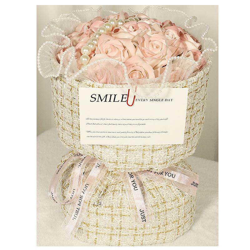 Valentine Mother's Day Birthday Gift Luxury Glowing Artificial Eternal Flowers Carnation Roses Soap Flower Bouquet