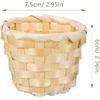 NUOBESTY 6Pcs 2.95X2.95X2.36in Mini Wood Woven Baskets Small Baskets Miniature Artifical Wood Woven Baskets Mini Straw Woven Storage Basket Without