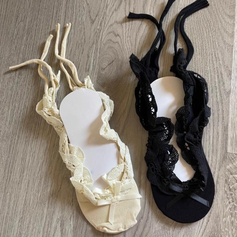 2025 new Ballet Lace Tie Straps Boat Socks Bowknot Women Sexy Fishnet Slippers Japanese Style Girl Lolita Modern Lolita Socks