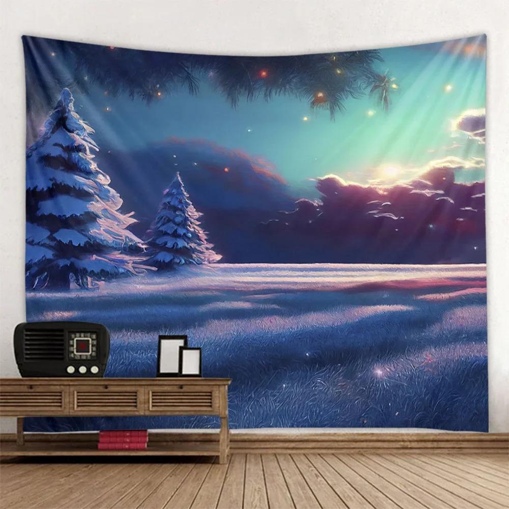 Christmas Winter Snowy Forest  Wall Hanging Tapestry Christmas Wall Hanging Tree Wall Hanging Gorgeous Christmas Tree Fireplace Gifts