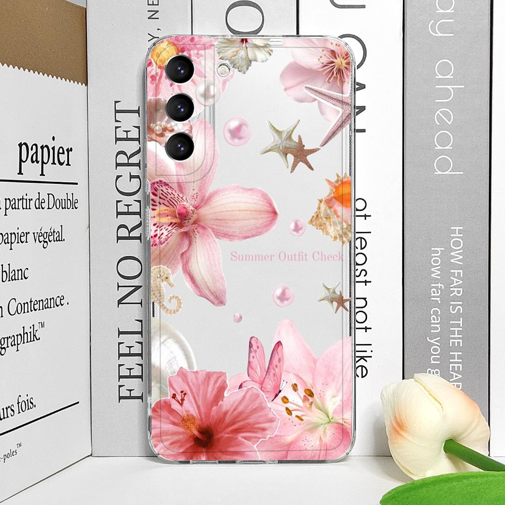 

Luxury Pink Pearl Flower Pattern Phone Case for Samsung Galaxy A14 A16 A55 A54 A36 A53 A35 A13 A15 A25 5G Clear Soft Cover Shell Samsung A13 5G
