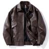 Lapel locomotive men's leather jacket spring and autumn Europe and America loose thin travel leather jacket men's loose jacket