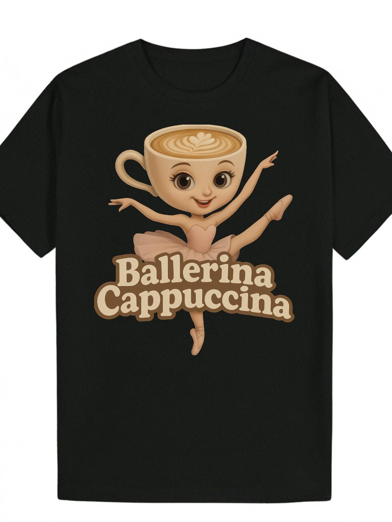 

Short Sleeve T-shirt - Playful Ballerina Cappuccino Graphic Print L