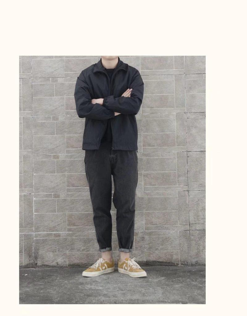 2023 Geacă de vânt la modă pentru bărbați: Jachetă largă retro de primăvară și toamnă, stil japonez-coreean