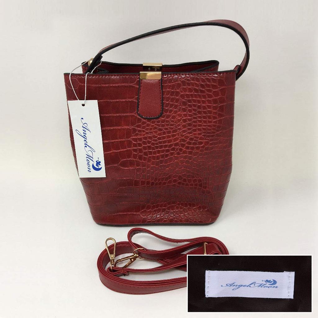 Angel Moon Women's PU Leather Shoulder Bag with Lizard Print, Vertical Design, Perfect for Everyday Use, Stylish, Stylish, and Girly (Light Brown)