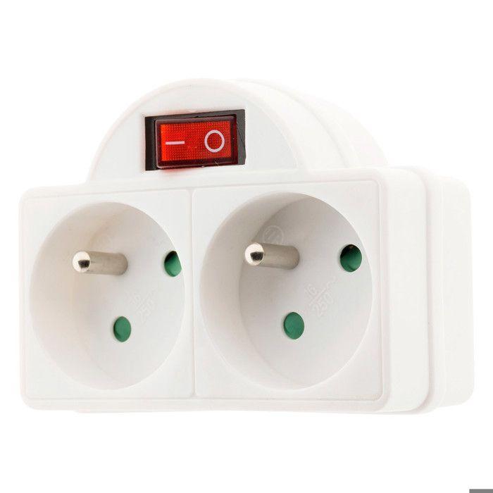 16A Biplite Power Strip + Front Switch - White - Zenitech
