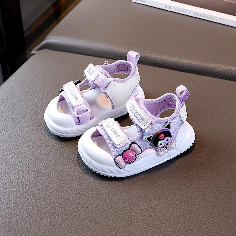 Girls' Sandals Summer New Girls' Baby Shoes Princess Sandals Cartoon Light-up Soft Sole Walking Beach Shoes