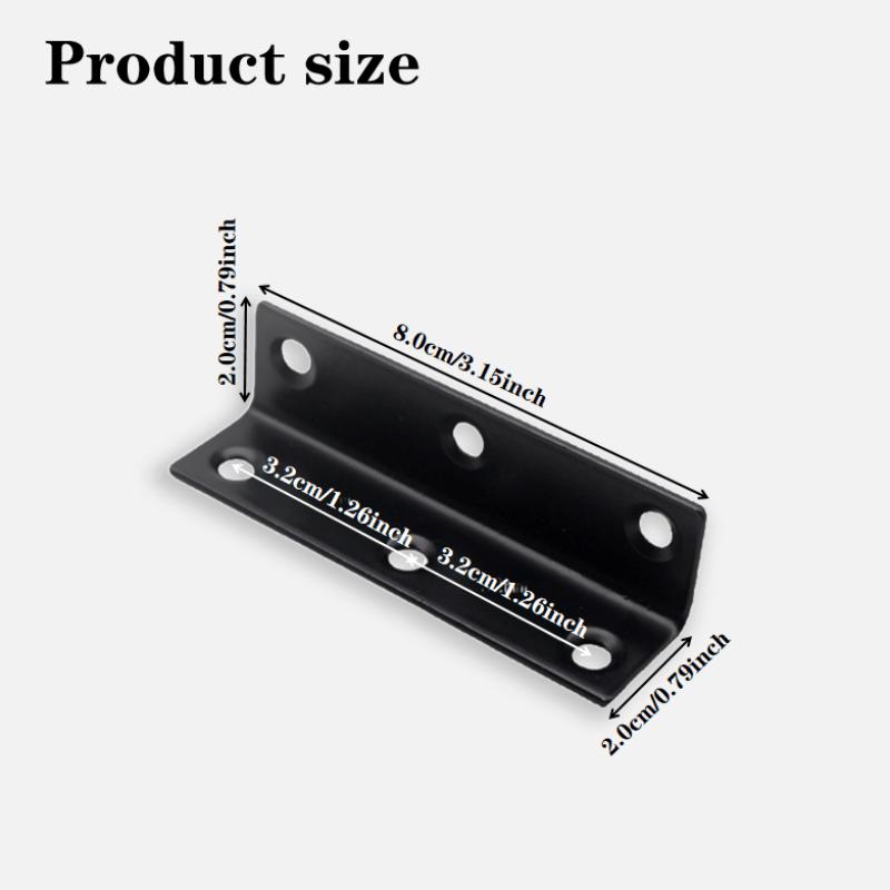 Équerre en L, protecteur d'angle robuste, équerre d'angle en acier inoxydable, grande équerre noire, support bois-métal