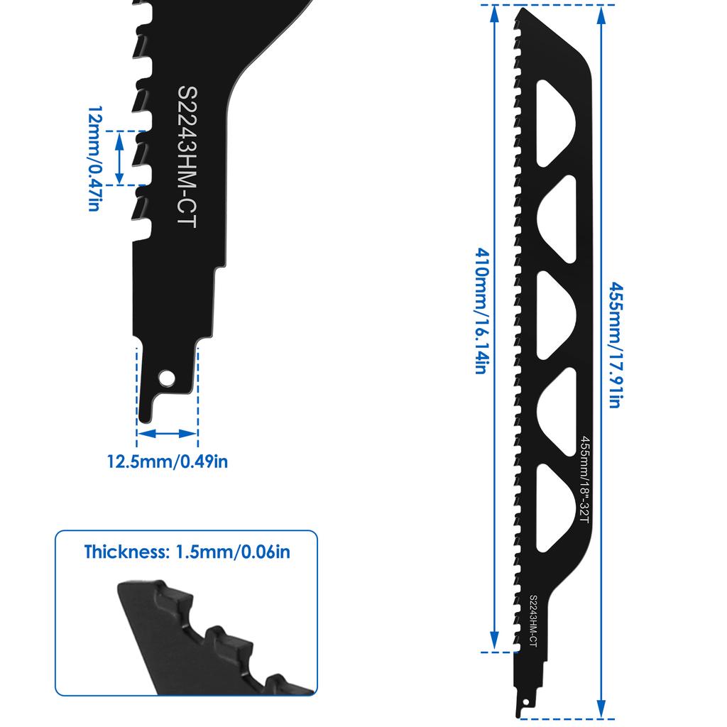 Reciprocating Saw Blade Set 9/12/18/20inch Universal Cutting Recip Sabre Saw Blade Alloy Steel Brick Concrete Cutting Saw Blade