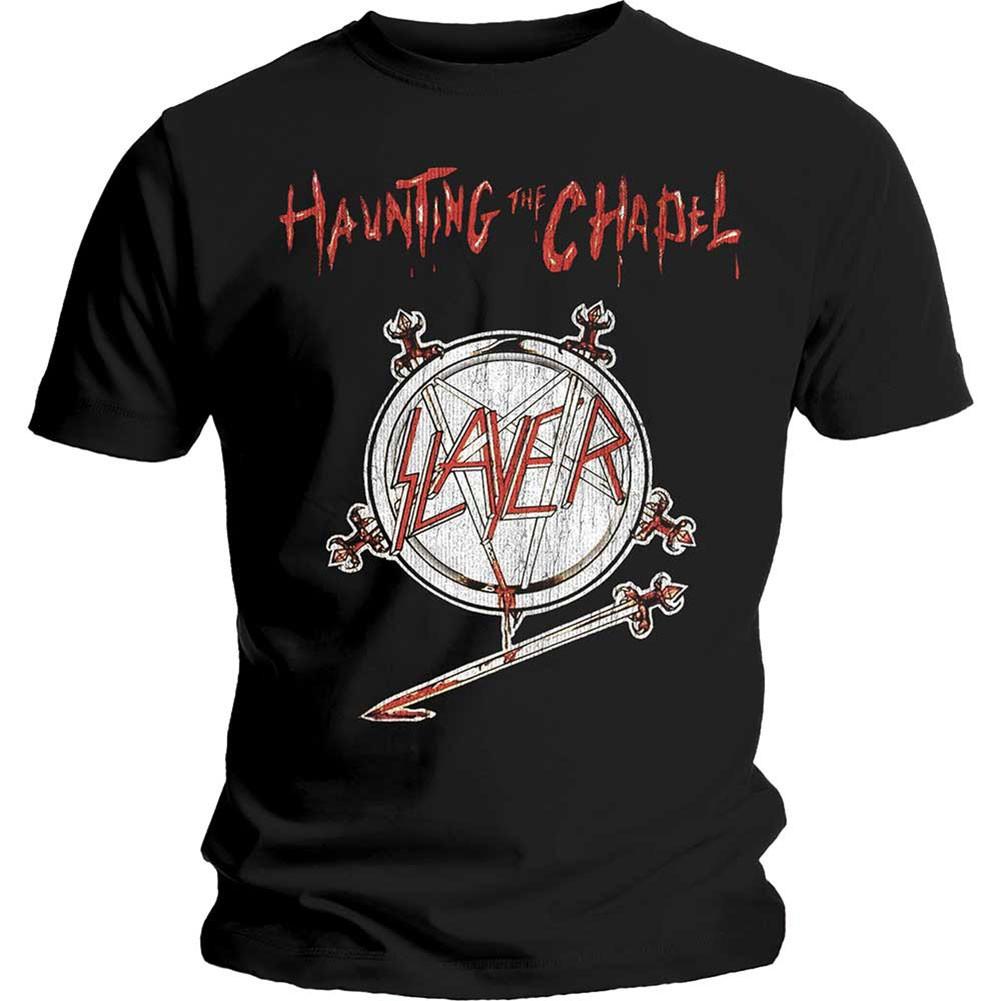 Men s Slayer Haunting the Chapel Slim Fit T-shirt Small Black S