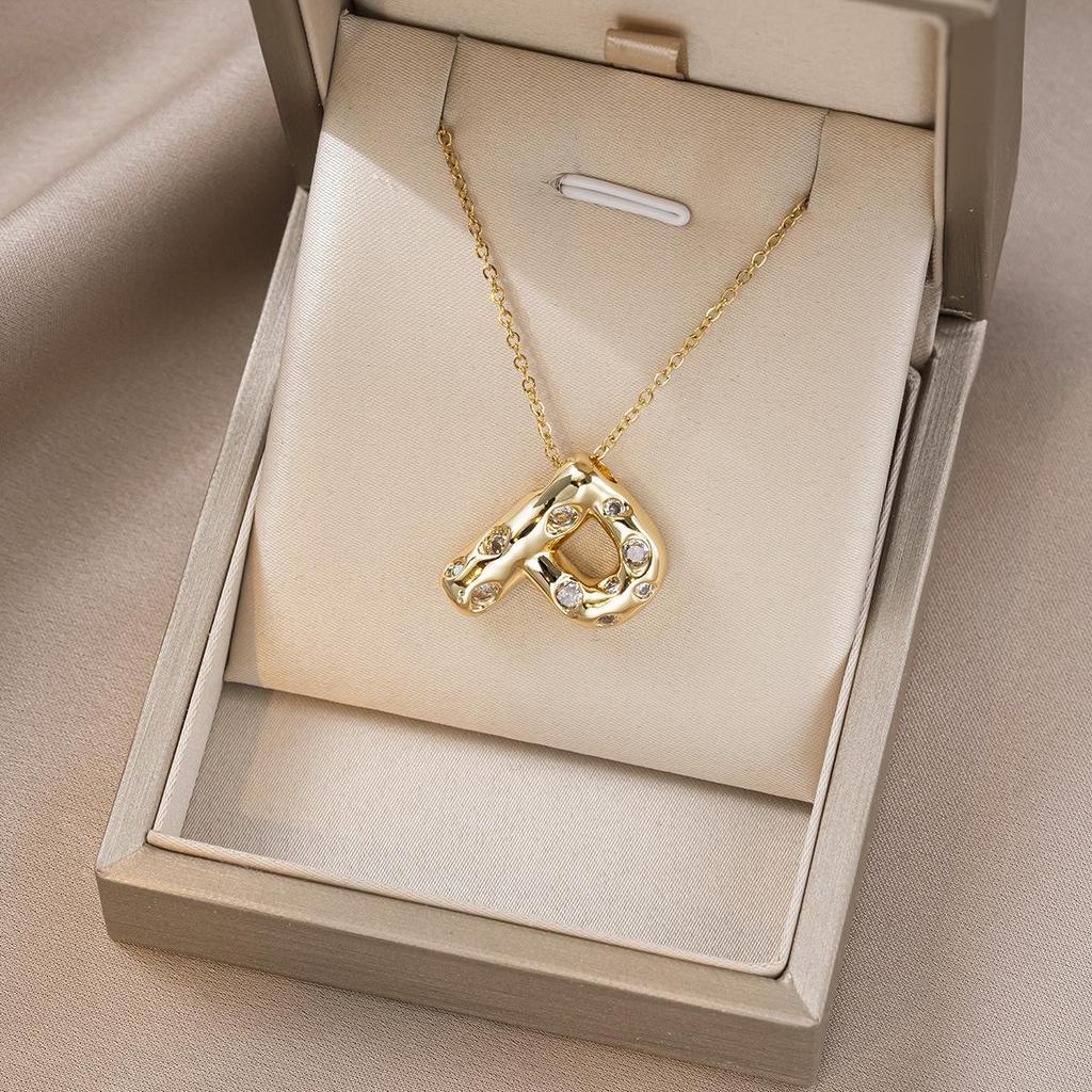 Women's Colorful English Alphabet Necklace - Simple & Trendy Design in Titanium Steel