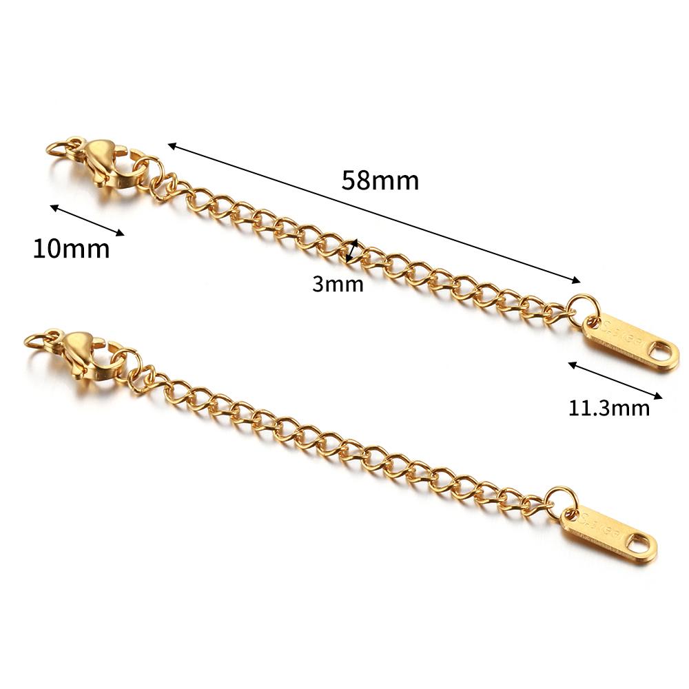 10-20pcs Stainless Steel Extended Extension Tail Chain Lobster Clasps Connector for Bracelet Necklace DIY Jewelry Making Finding