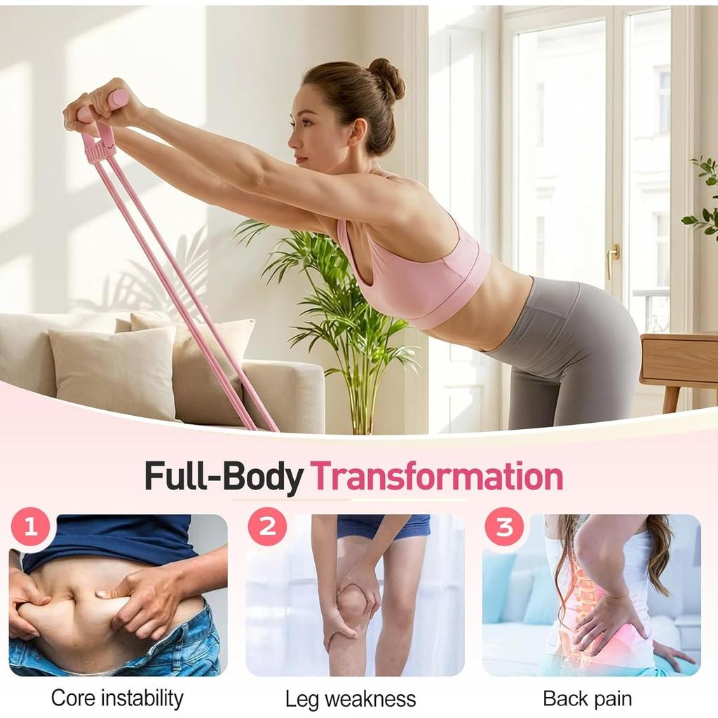 Bandas Elásticas de Resistência com Pedais e Pegas, Corda de Tensão Multifuncional Melhorada, Banda Elástica de Resistência para Yoga, Equipamento de Exercício em Casa para Treino de Corpo Inteiro