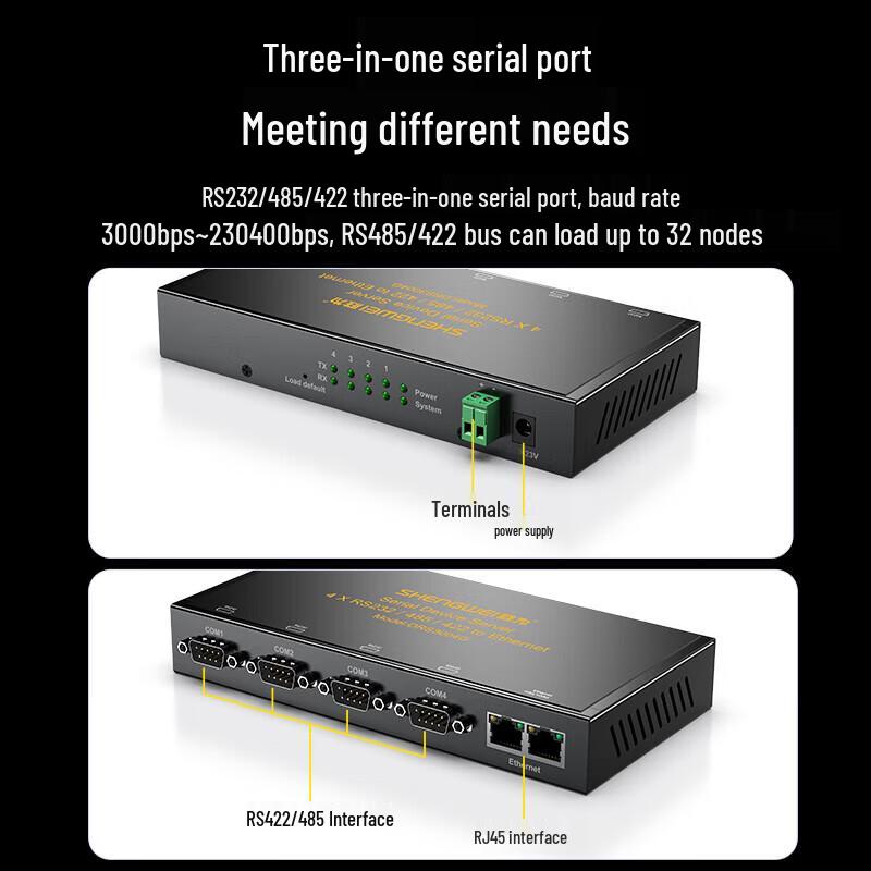 Shengwei 4-Port RS232/RS485/RS422 Serial to Ethernet Server