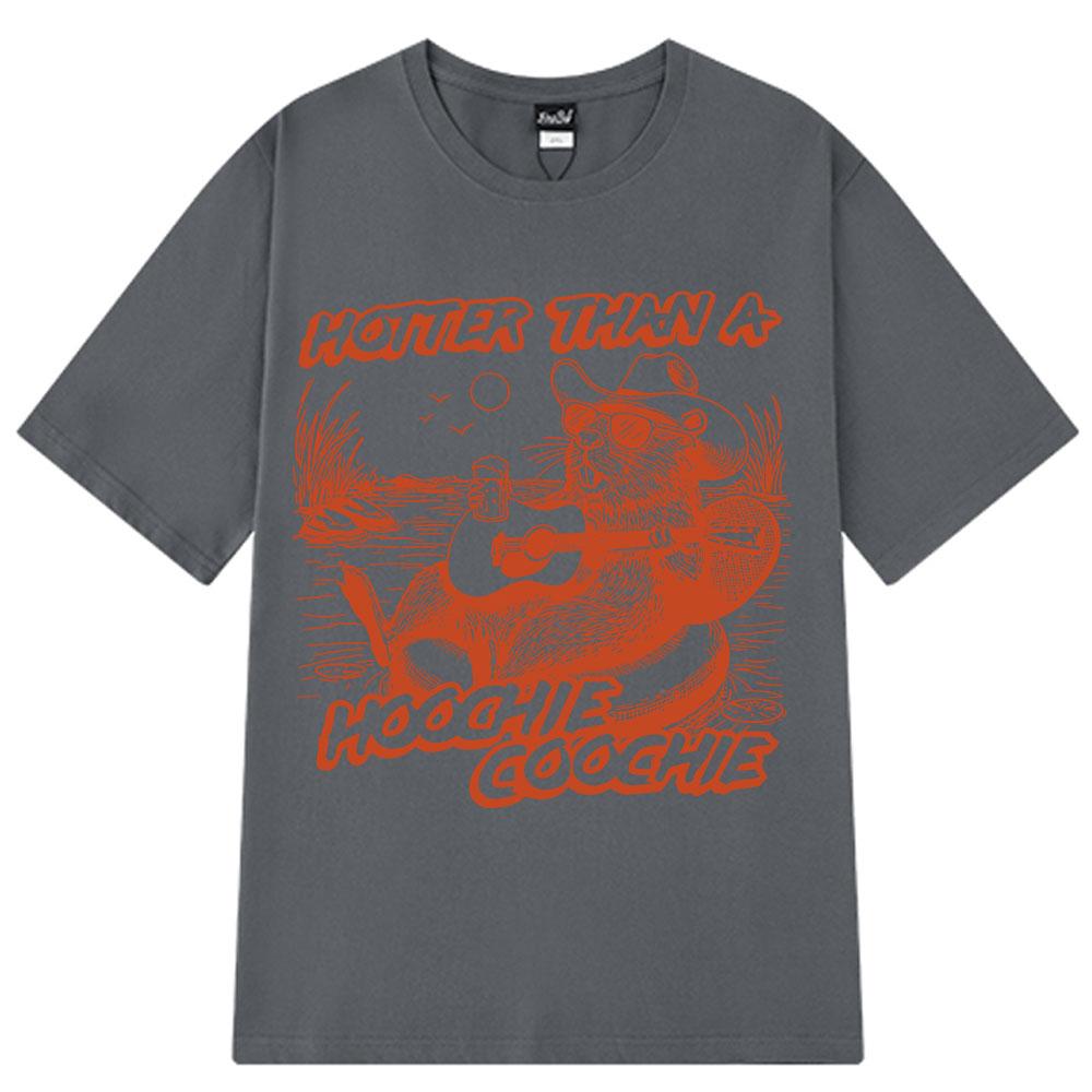 2025 Summer Hotter Than A Hoochie Coochie Cute Beaver Beach 90s Country Music Men Women Vintage Cotton Breathable Tshirts Y2k