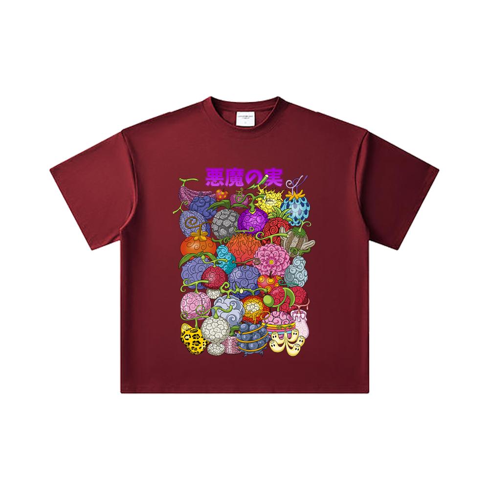260 GSM Double Yarn 32 Count 100% Cotton One Piece V52 Devil Fruits Print Unisex Heavy Cotton T Shirt