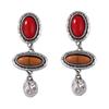 Literary retro personality trend alloy geometric resin oval splicing earrings versatile light luxury women's accessories