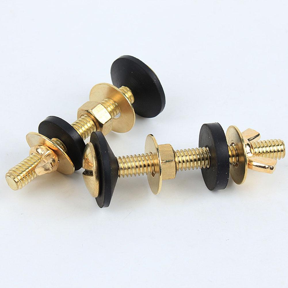 2PCS Toilet Screws Water Tank Accessories Bathroom Toilet Tank Bolt Kit Fixed Installation Connection Copper Plated Screws