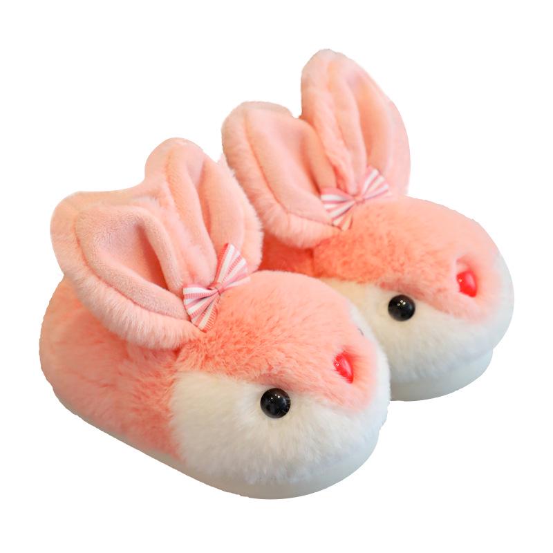 Kids' Winter Cotton Slippers - Cute Bunny Design, Warm, Non-Slip, Soft Sole for Girls and Boys