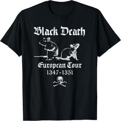 Schwarzer Tod Pest Okkult Gothic Horror Satan Teufel Schwarz T-Shirt